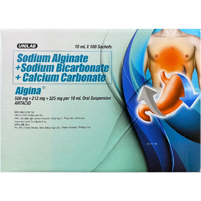 Algina 10mg 100s sachets For Heartburn And Indigestion, For Acid Reflux; Antacid