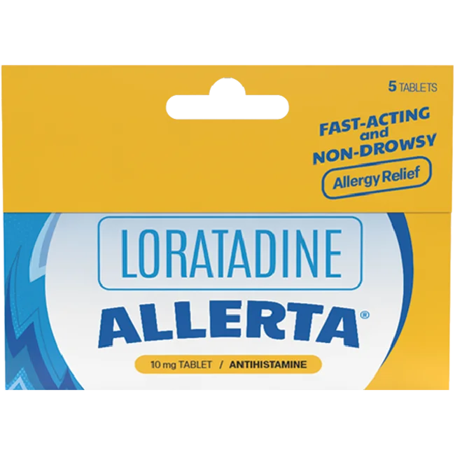 Unilab Allerta 10mg 5 Loratadine Tablets - For Fast Non-Drowsy Relief From Allergy and Its Symptoms