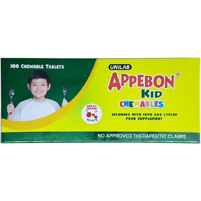 Appebon Kids Chewables Vitamins with Iron and Lysine Food Supplments 100s