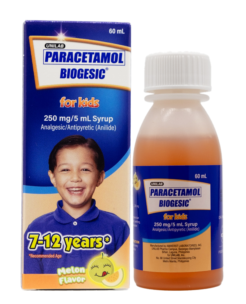 Biogesic for Kids Melon Syrup 60ml (for Children's Fever and Pain Relief)