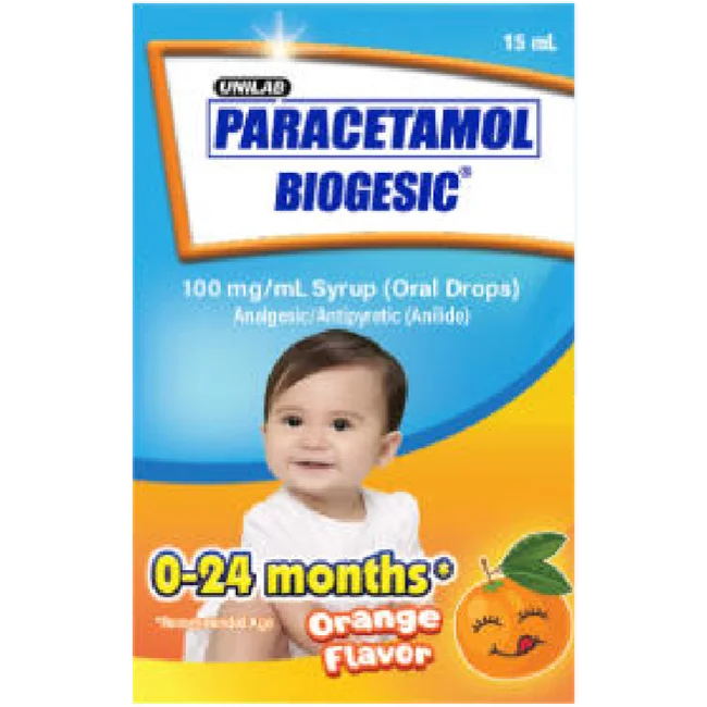 Biogesic for Kids 100mg Orange Drops 15ml (for Babies Fever and Pain Relief)