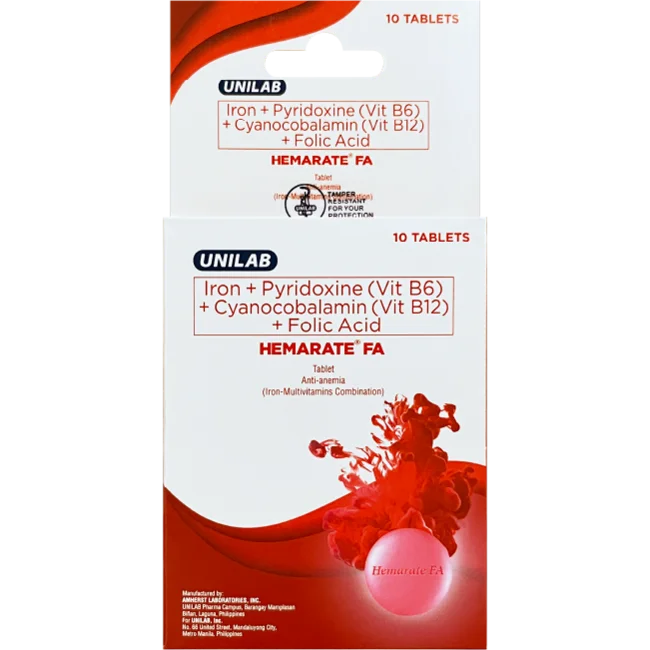 Hemarate FA 10 Tablets (Iron+Vitamin B-Complex + Folic Acid that helps prevent Iron Deficiency Anemi