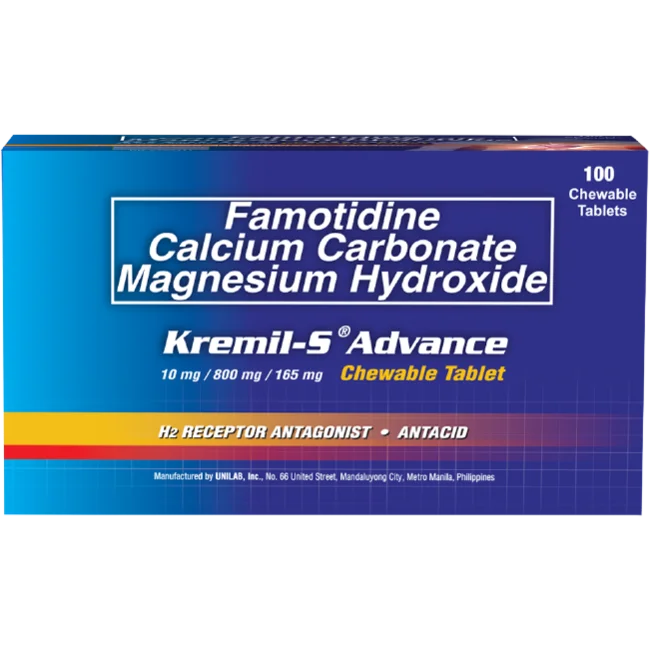 Unilab Kremil-S Advance Antacid 100 Tablets - For All-Day Relief for Heartburn & Acid Reflux