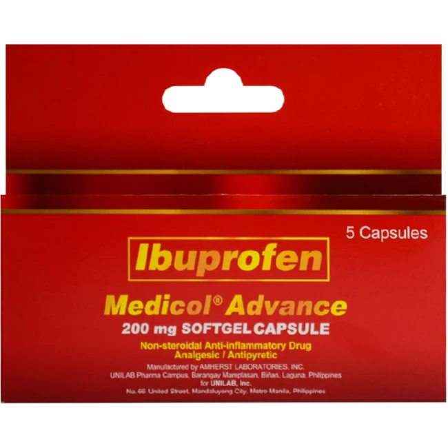 Unilab Medicol Advance 200mg Ibuprofen 5 Capsules - Quick Relief Migraine, Toothache, Dysmenorrhea
