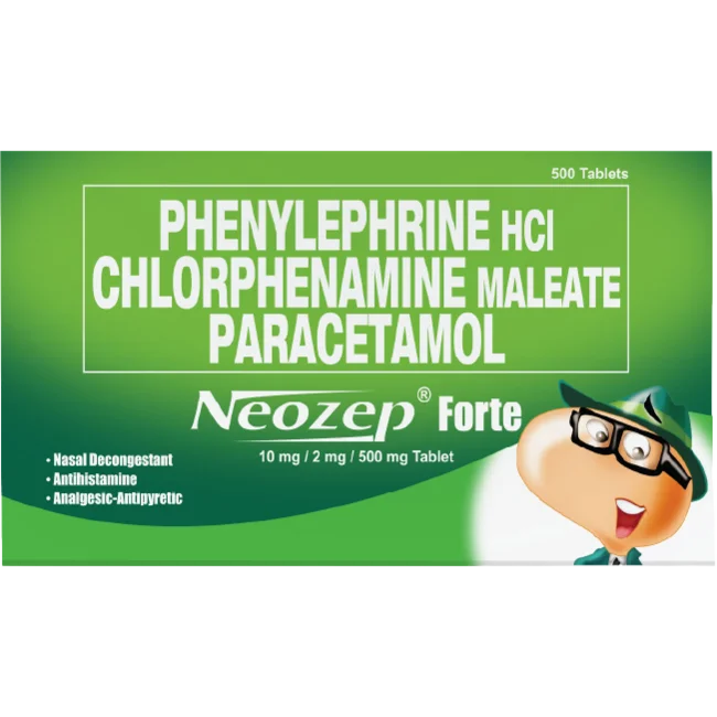 Unilab Neozep Z+ 500 Tablets - For faster recovery from Runny Nose, Fever, and Sneezing