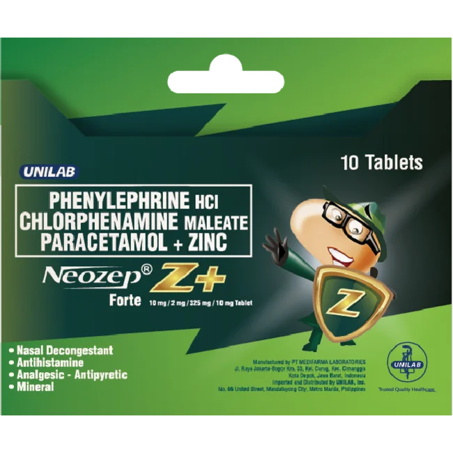 Unilab Neozep Z+ Non-Drowsy 50 Tablets - For faster and no-drowse recovery from Sneezing, Runny Nose