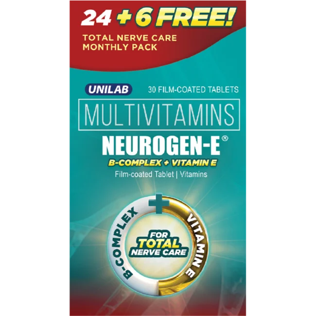 Unilab Neurogen-E with Vitamin E and B Complex 24 + 6 Tablets Promo Pack