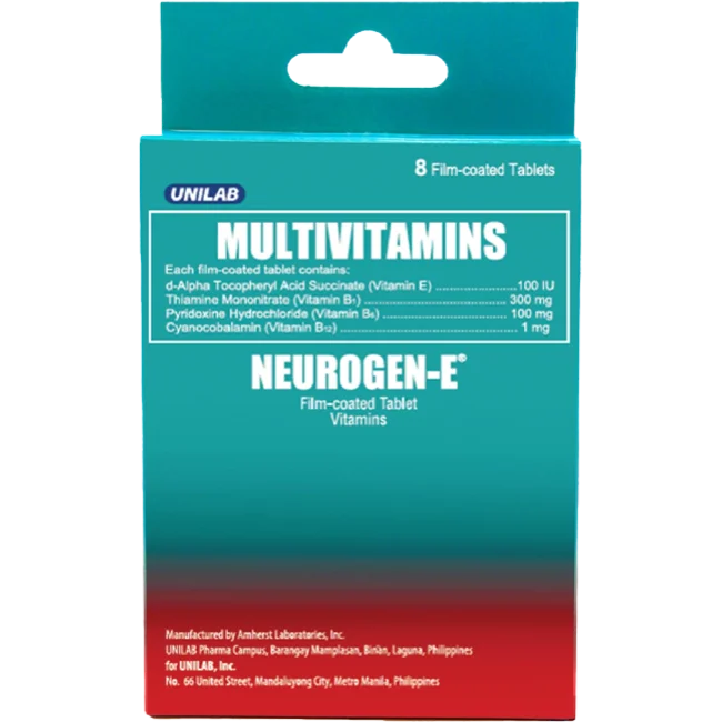 Unilab Neurogen E with Vitamin E ad B Complex 8 Tablets - For Healthy Nerves