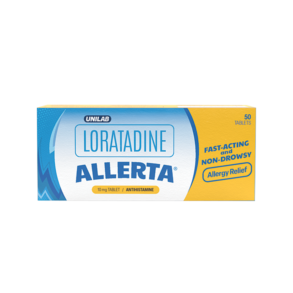 Unilab Allerta 10 mg 20 Loratadine Tablets - For Fast, Non-Drowsy Relief From Allergy and Its Sympto