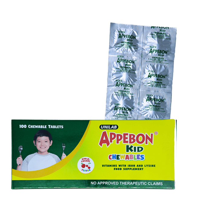 Appebon Kids Chewables Vitamins with Iron and Lysine Food Supplments 10s