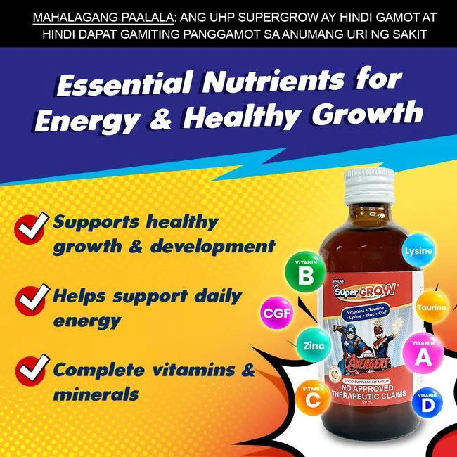 Buy 1 Take 1: UHP Supergrow' Marvel-themed Vitamins and Minerals 120mL Syrup (Essential Nutrients Fo