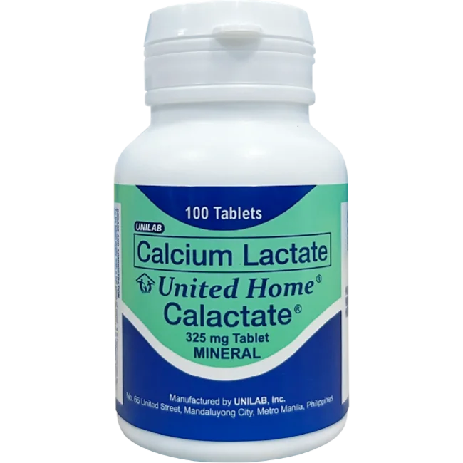 United Home Calactate 325Mg 100 Tablets (Calcium Supplements for Pregnant and Lactating Moms)