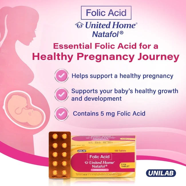 United Home Natafol (FOLIC ACID VITAMINS FOR PREGNANT WOMEN)- in Blisters of 10 Tablets
