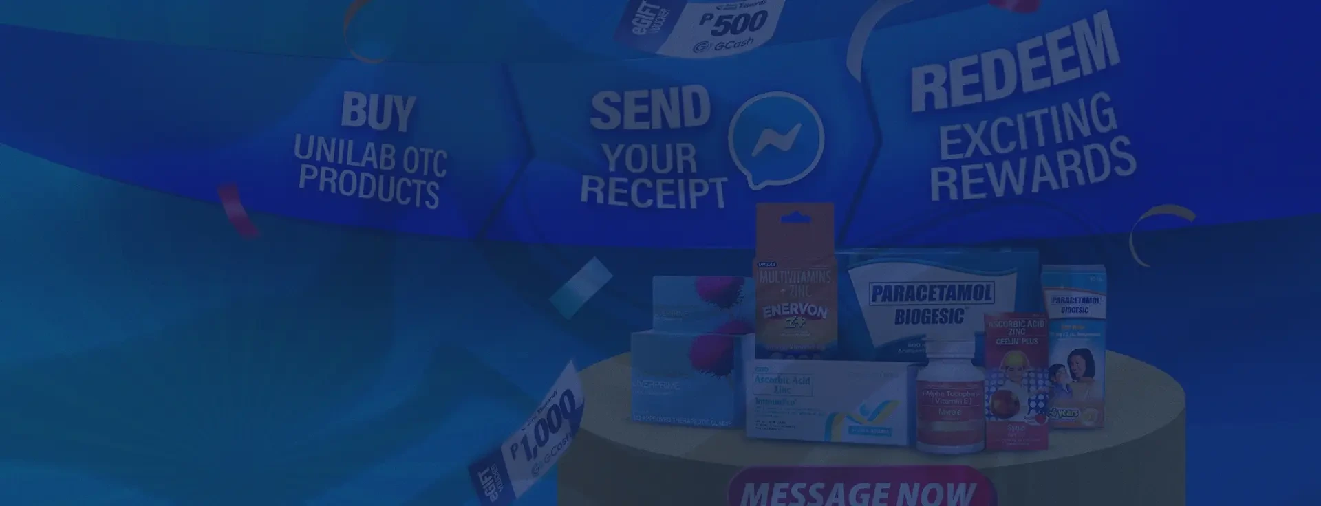 Buy Unilab OTC products, send your receipt, and redeem exciting rewards